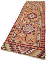 Herki Eskitme Multi Pamuk Üzerine Yün El Dokuma Kilim-098x320 - Görsel 3