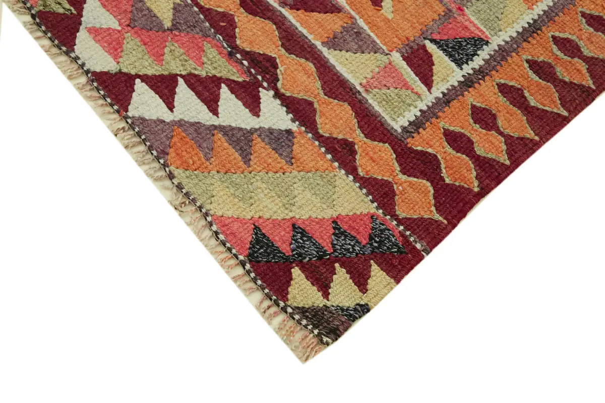 Herki Eskitme Multi Pamuk Üzerine Yün El Dokuma Kilim-098x320 - Görsel 4