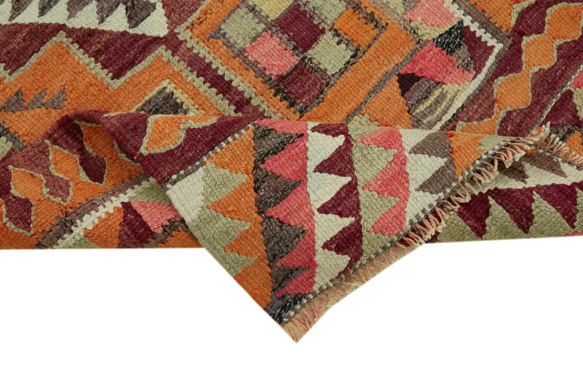 Herki Eskitme Multi Pamuk Üzerine Yün El Dokuma Kilim-098x320 - Görsel 6