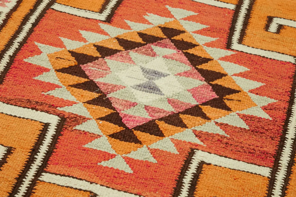 Herki Eskitme Multi Pamuk Üzerine Yün El Dokuma Kilim-098x322 - Görsel 5