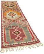 Herki Eskitme Multi Pamuk Üzerine Yün El Dokuma Kilim-107x363 - Görsel 2