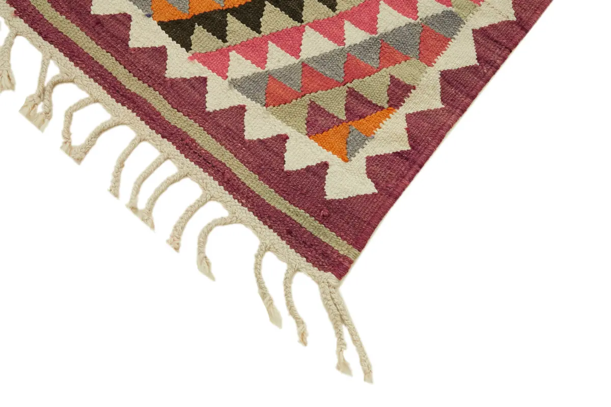 Herki Eskitme Multi Pamuk Üzerine Yün El Dokuma Kilim-107x363 - Görsel 4