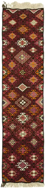 Herki Eskitme Multi Pamuk Üzerine Yün El Dokuma Kilim-084x345