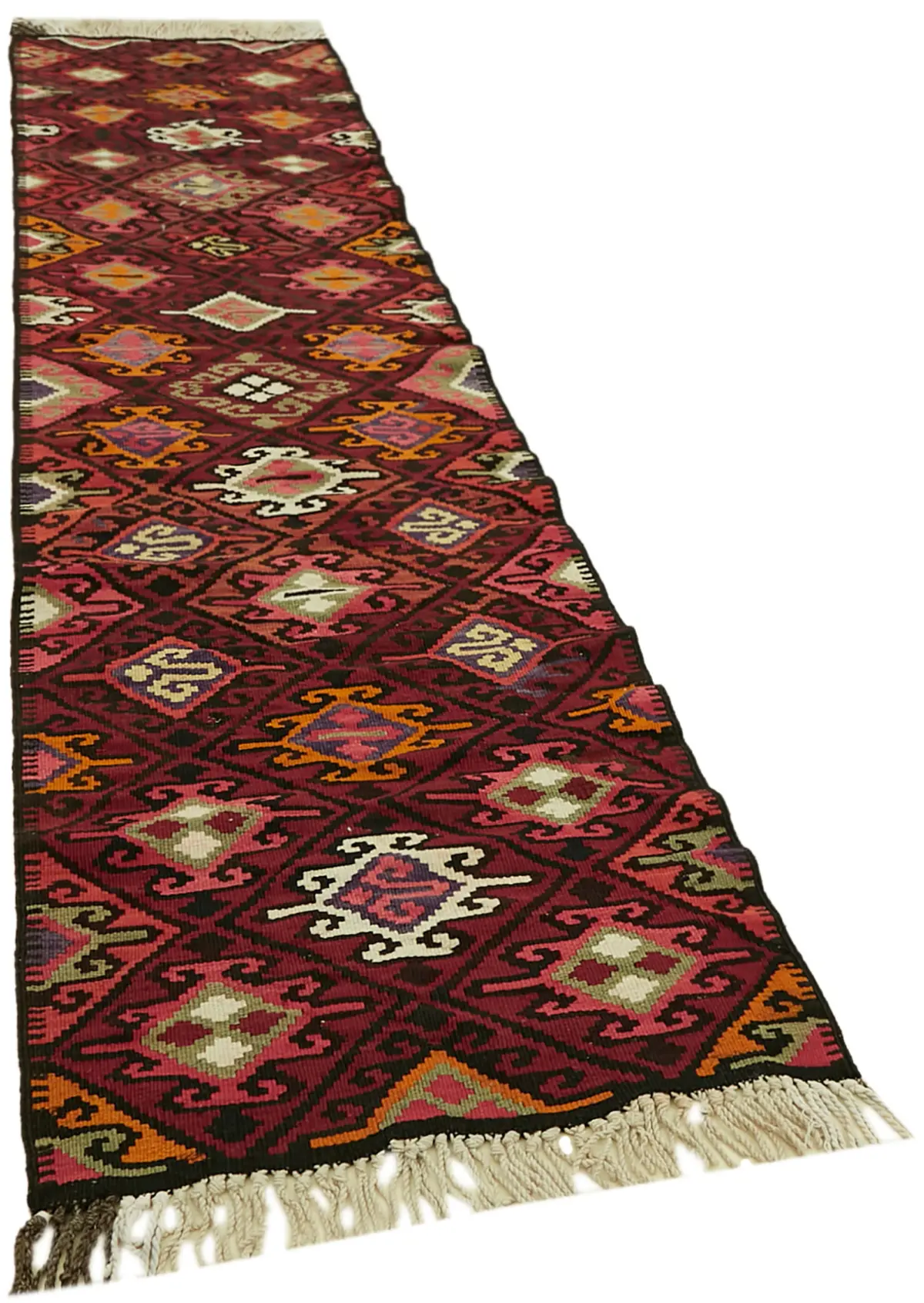 Herki Eskitme Multi Pamuk Üzerine Yün El Dokuma Kilim-084x345 - Görsel 2