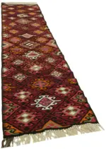 Herki Eskitme Multi Pamuk Üzerine Yün El Dokuma Kilim-084x345 - Görsel 2