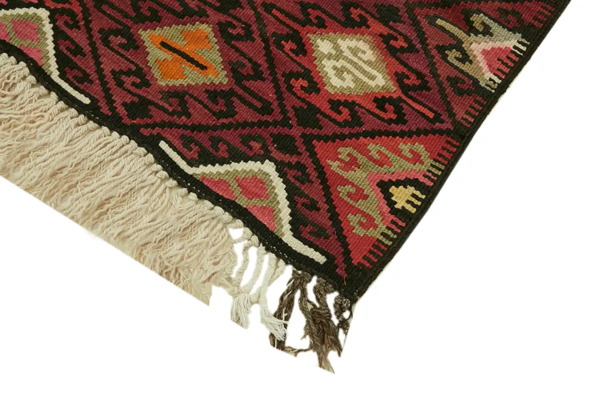 Herki Eskitme Multi Pamuk Üzerine Yün El Dokuma Kilim-084x345 - Görsel 4