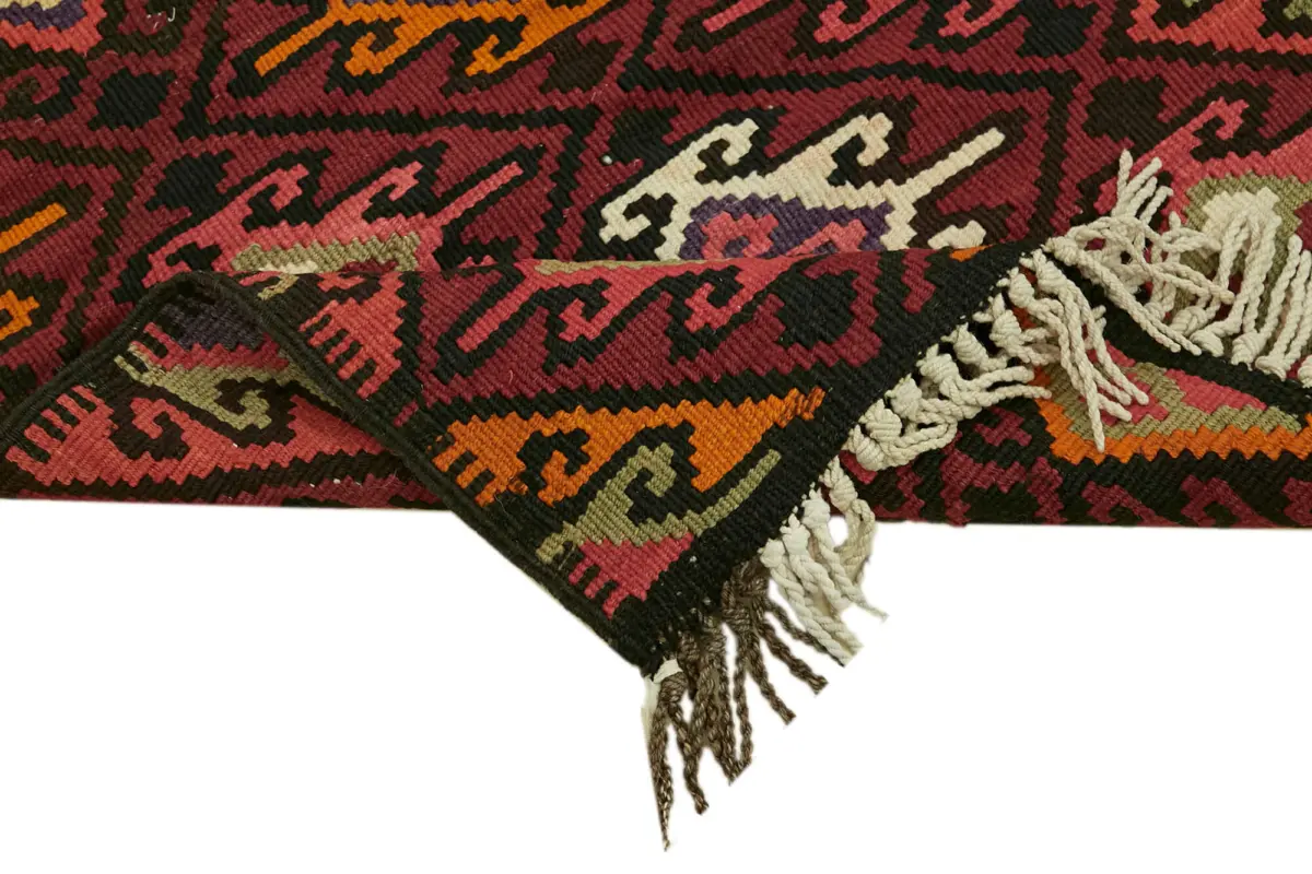 Herki Eskitme Multi Pamuk Üzerine Yün El Dokuma Kilim-084x345 - Görsel 6