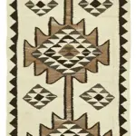 Herki Eskitme Beyaz Pabek Üzerine Yün El Dokuma Kilim-100x363
