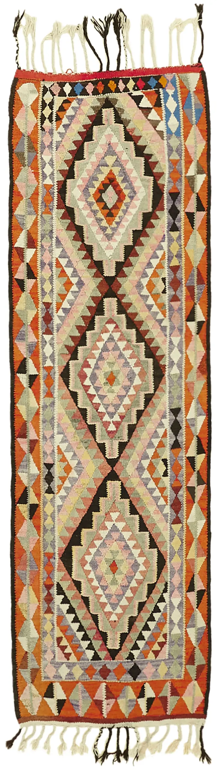 Herki Eskitme Multi Pamuk Üzerine Yün El Dokuma Kilim-091x285 - Görsel 1