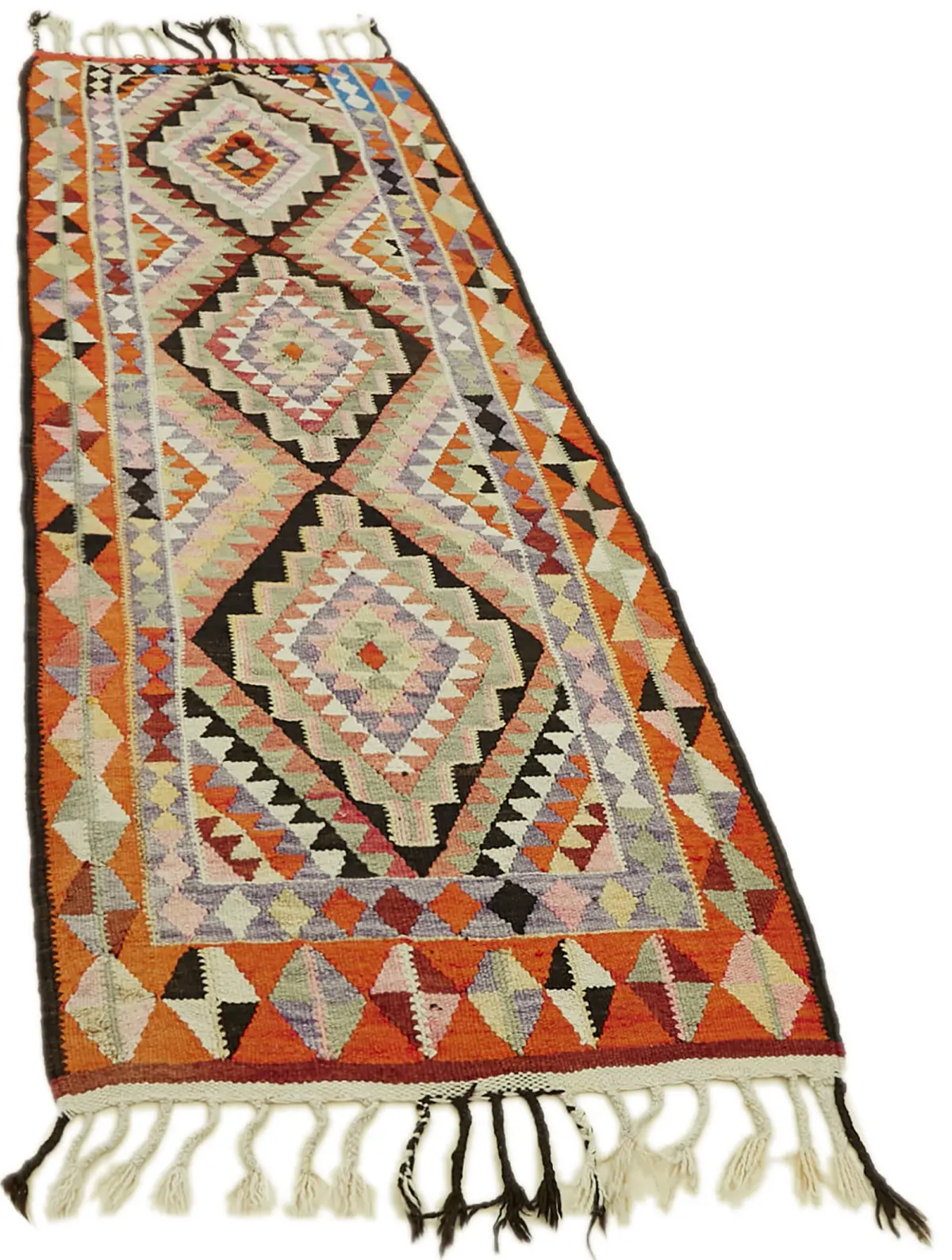 Herki Eskitme Multi Pamuk Üzerine Yün El Dokuma Kilim-091x285 - Görsel 2