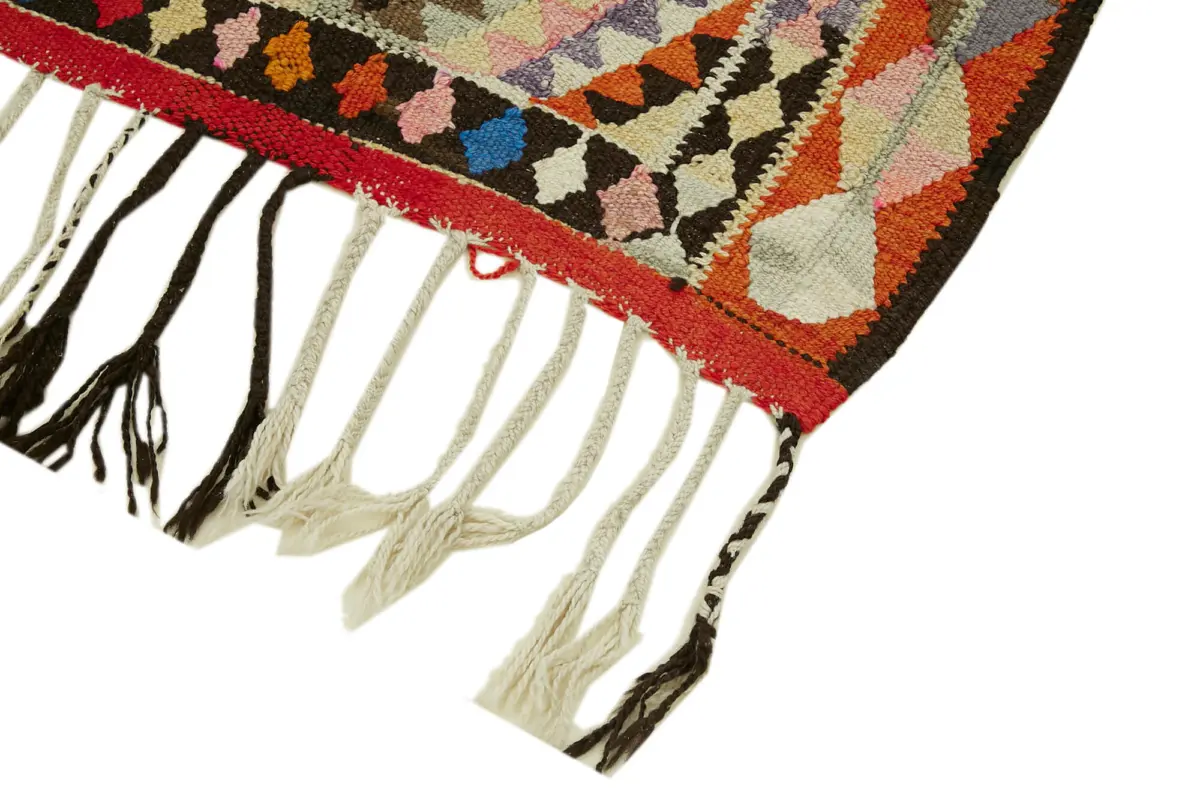Herki Eskitme Multi Pamuk Üzerine Yün El Dokuma Kilim-091x285 - Görsel 4