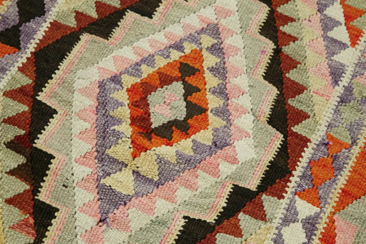 Herki Eskitme Multi Pamuk Üzerine Yün El Dokuma Kilim-091x285 - Görsel 5