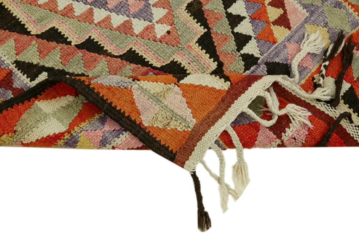 Herki Eskitme Multi Pamuk Üzerine Yün El Dokuma Kilim-091x285 - Görsel 6
