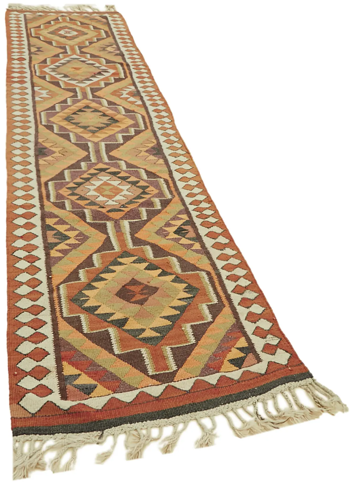Herki Eskitme Multi Pamuk Üzerine Yün El Dokuma Kilim-086x340 - Görsel 2