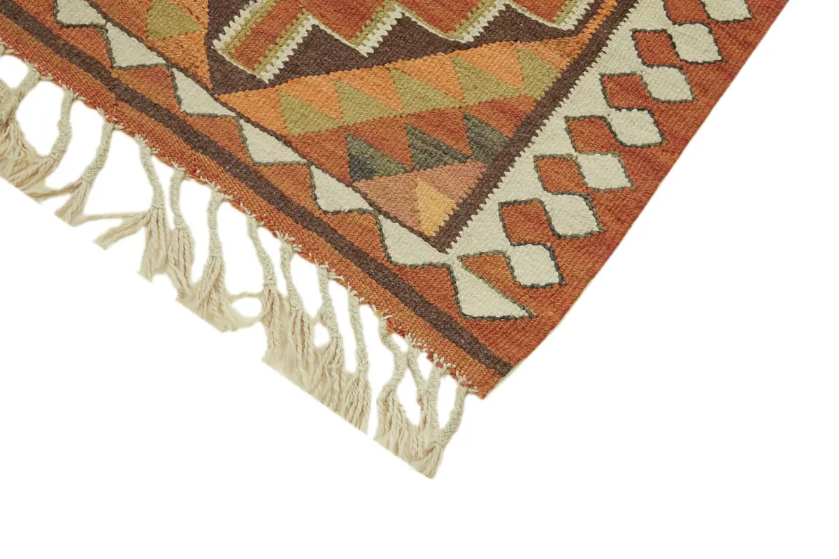 Herki Eskitme Multi Pamuk Üzerine Yün El Dokuma Kilim-086x340 - Görsel 4
