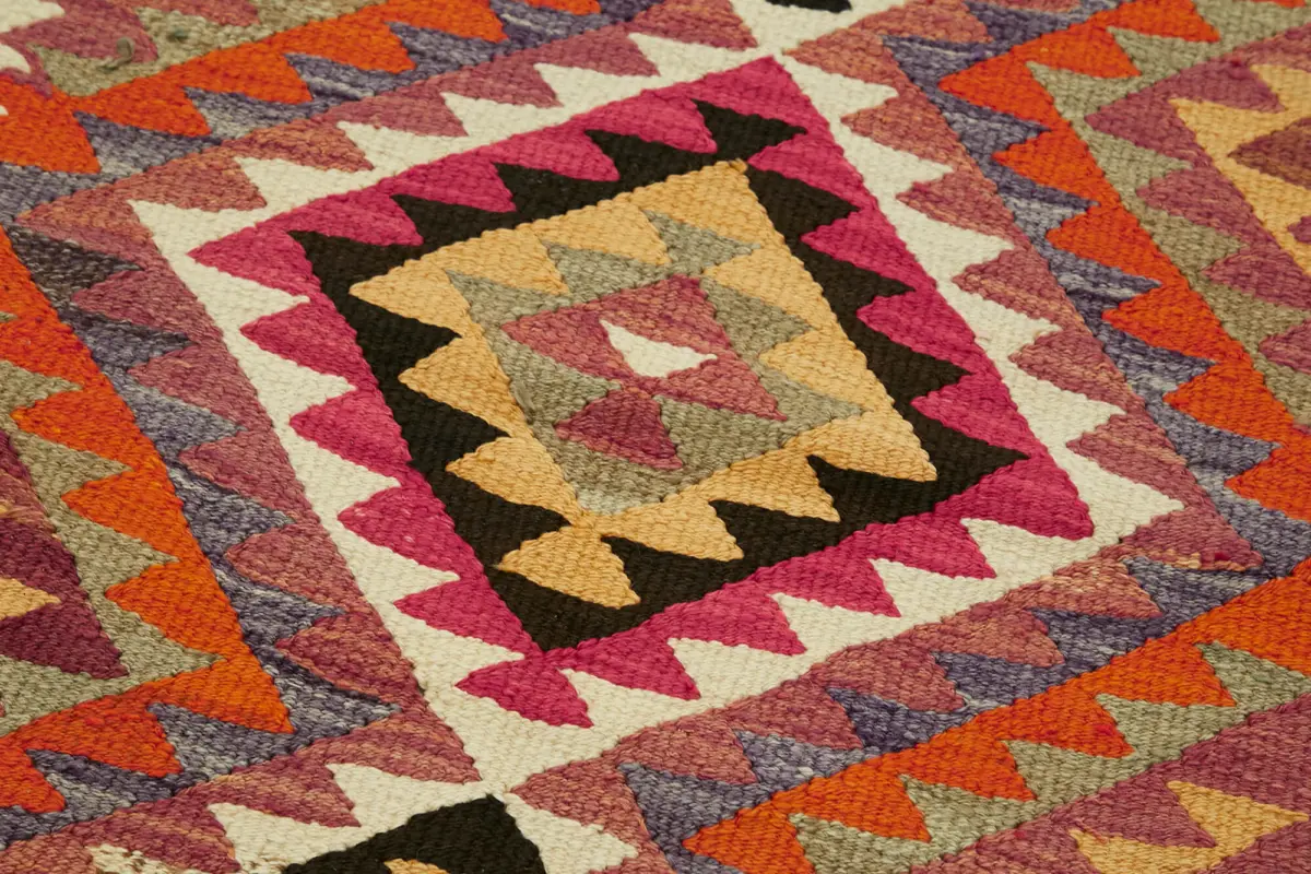 Herki Eskitme Multi Pamuk Üzerine Yün El Dokuma Kilim-094x361 - Görsel 5