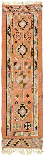 Herki Eskitme Multi Pamuk Üzerine Yün El Dokuma Kilim-094x304