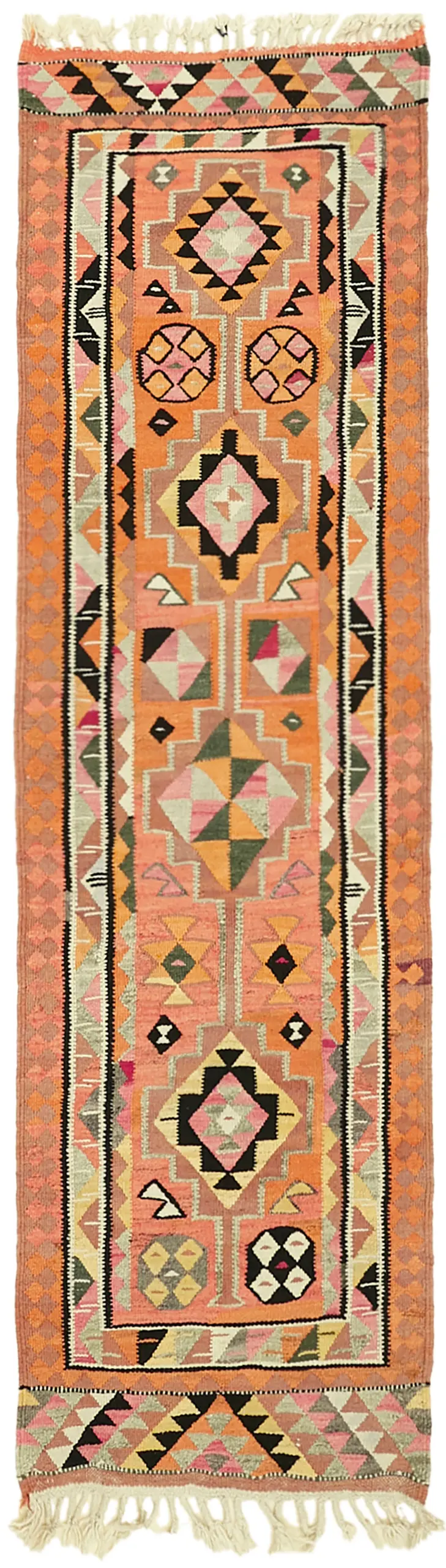 Herki Eskitme Multi Pamuk Üzerine Yün El Dokuma Kilim-094x304 - Görsel 1