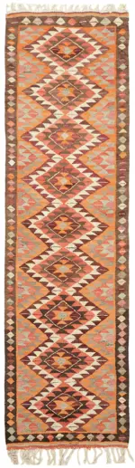 Herki Eskitme Multi Pamuk Üzerine Yün El Dokuma Kilim-101x321