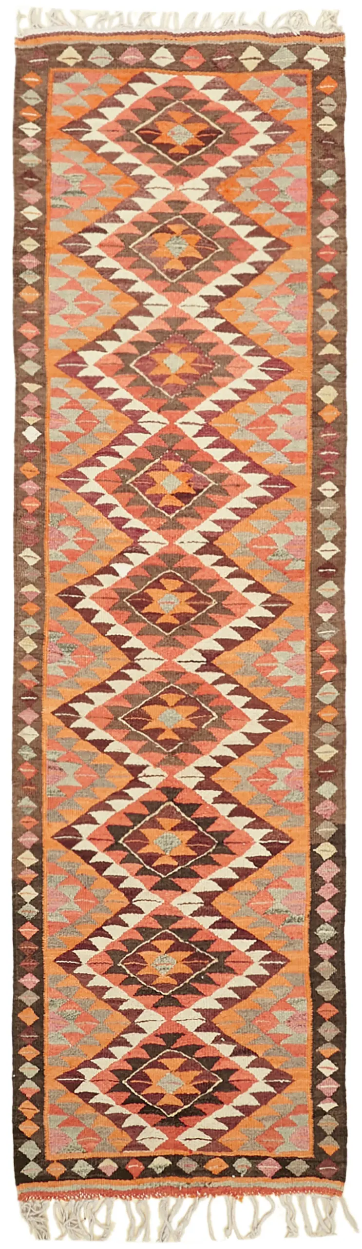 Herki Eskitme Multi Pamuk Üzerine Yün El Dokuma Kilim-101x321 - Görsel 1