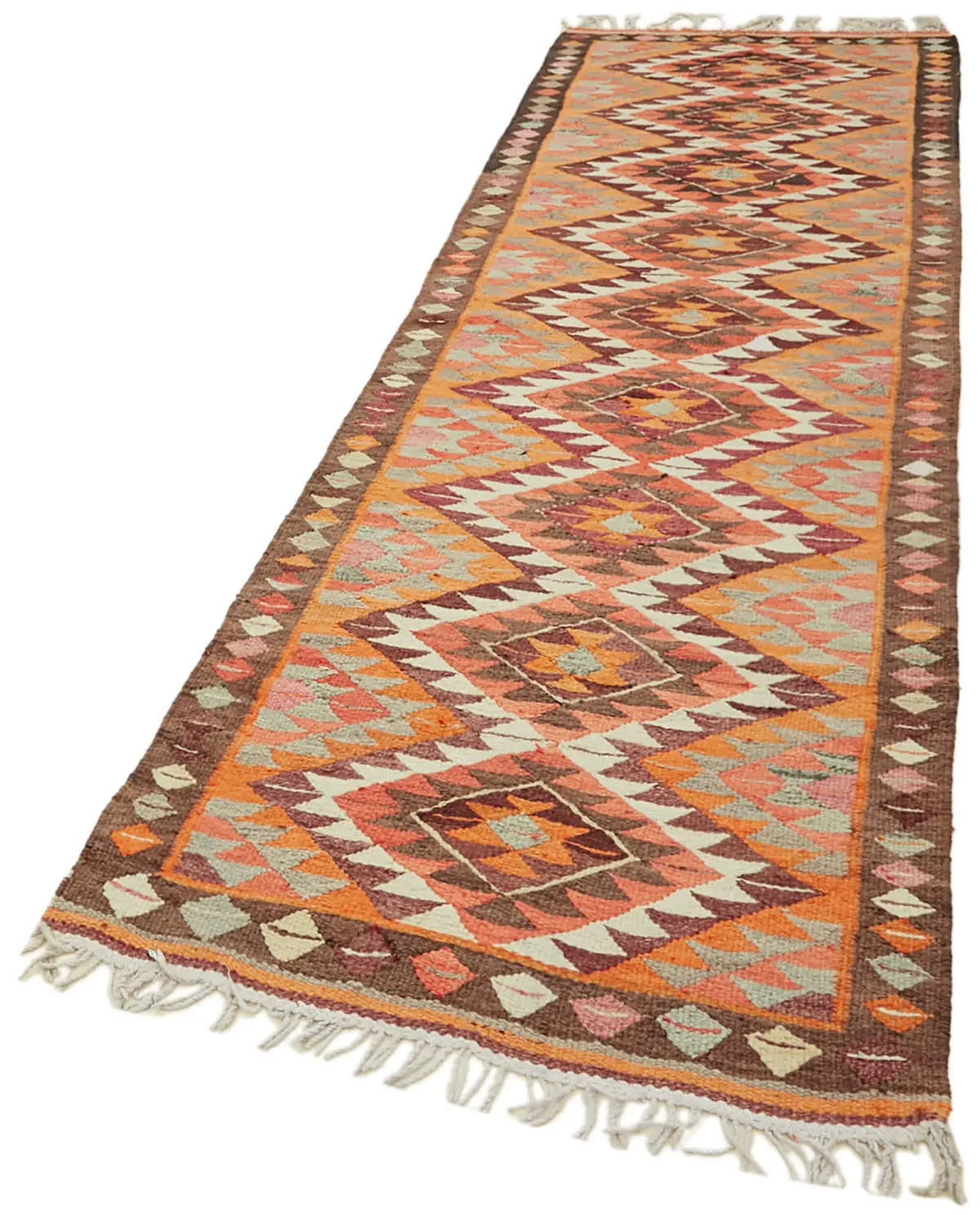 Herki Eskitme Multi Pamuk Üzerine Yün El Dokuma Kilim-101x321 - Görsel 3