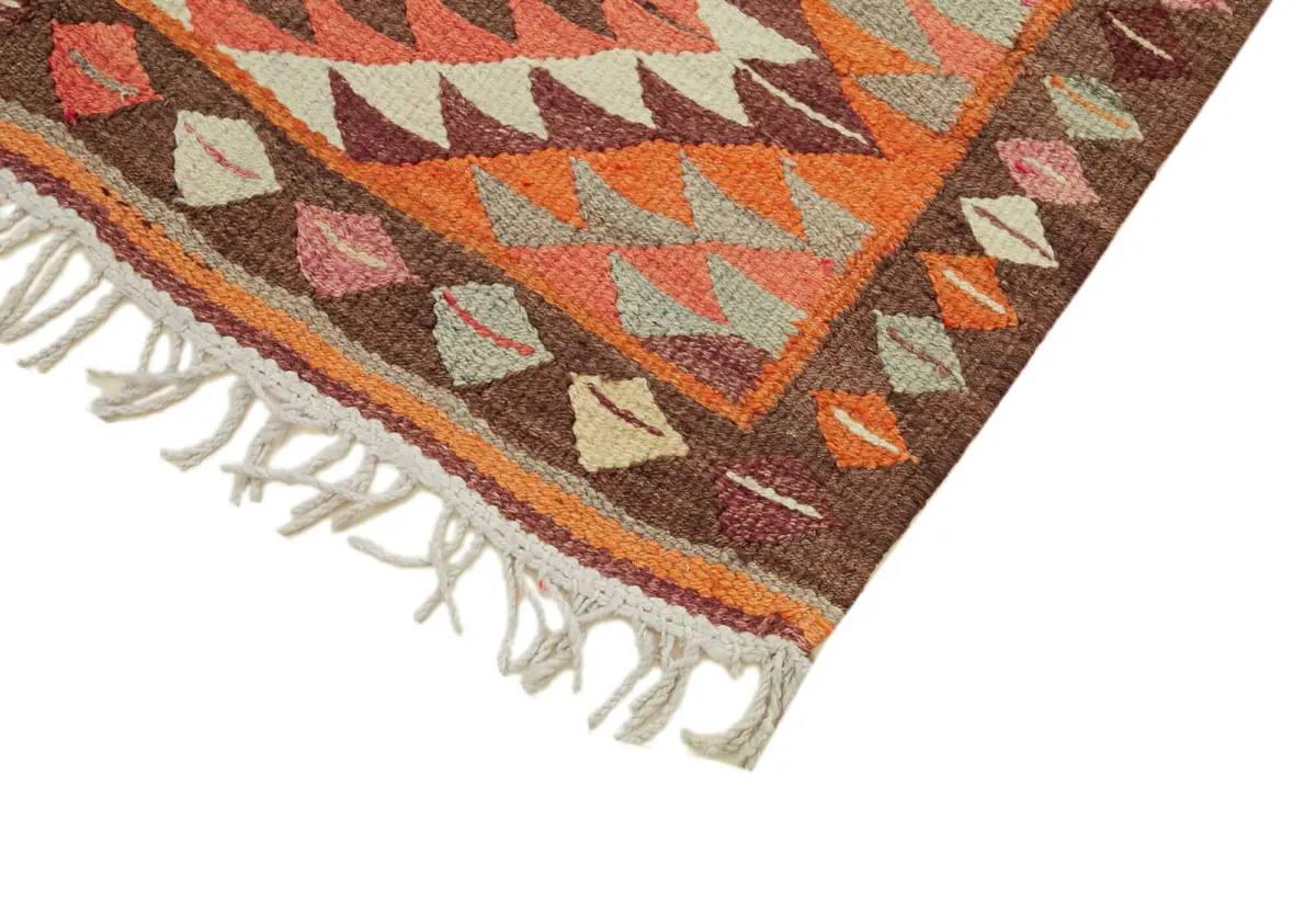 Herki Eskitme Multi Pamuk Üzerine Yün El Dokuma Kilim-101x321 - Görsel 4