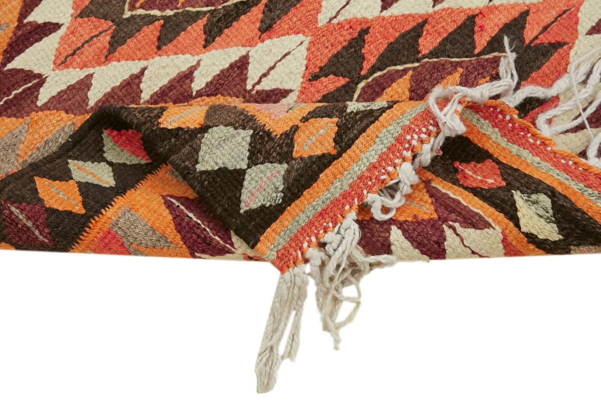 Herki Eskitme Multi Pamuk Üzerine Yün El Dokuma Kilim-101x321 - Görsel 6