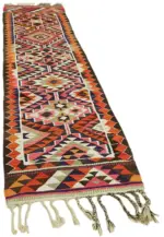 Herki Eskitme Multi Pamuk Üzerine Yün El Dokuma Kilim-090x348 - Görsel 2