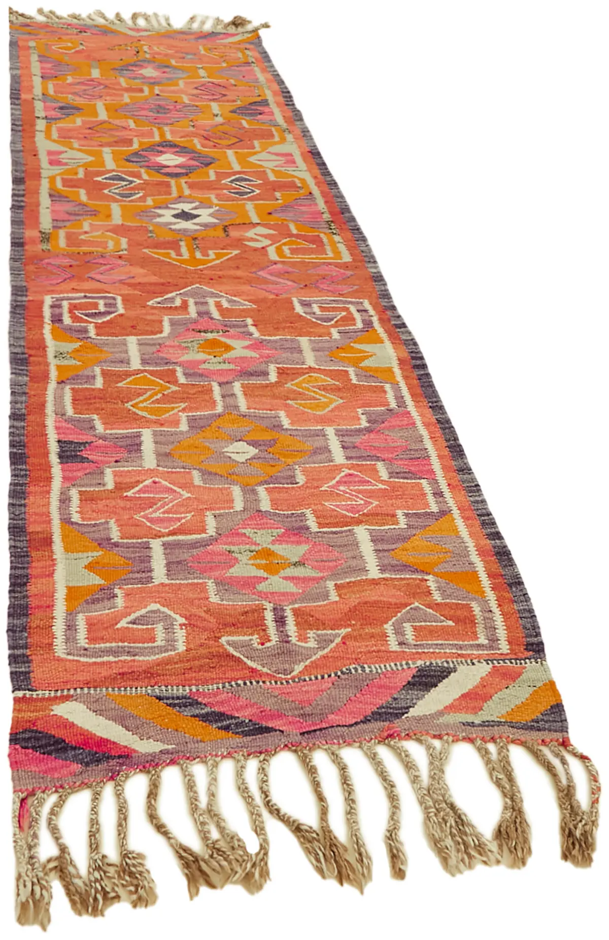 Herki Eskitme Multi Pamuk Üzerine Yün El Dokuma Kilim-095x316 - Görsel 2