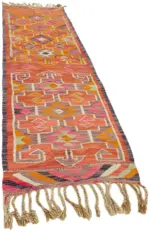 Herki Eskitme Multi Pamuk Üzerine Yün El Dokuma Kilim-095x316 - Görsel 2