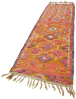 Herki Eskitme Multi Pamuk Üzerine Yün El Dokuma Kilim-095x316 - Görsel 3