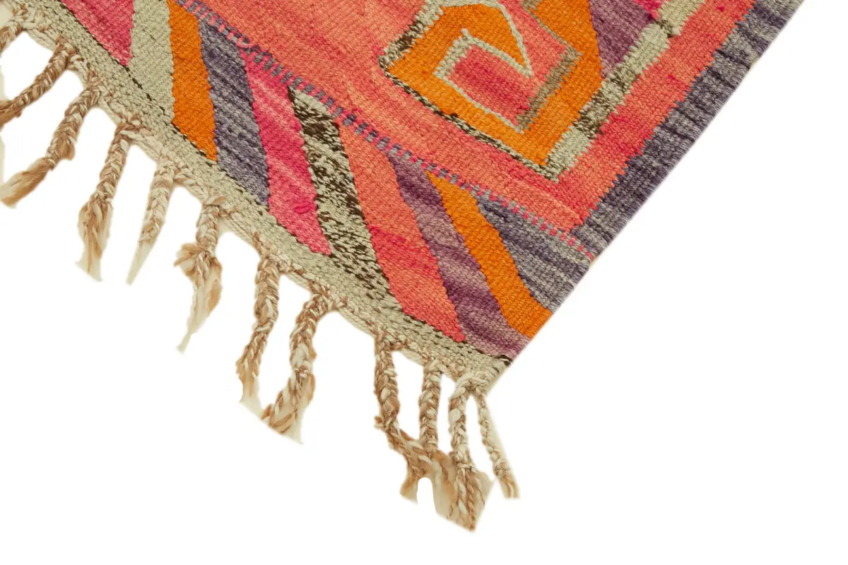 Herki Eskitme Multi Pamuk Üzerine Yün El Dokuma Kilim-095x316 - Görsel 4