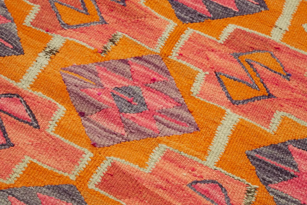 Herki Eskitme Multi Pamuk Üzerine Yün El Dokuma Kilim-095x316 - Görsel 5