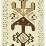 Herki Eskitme Beyaz Pabek Üzerine Yün El Dokuma Kilim-095x353