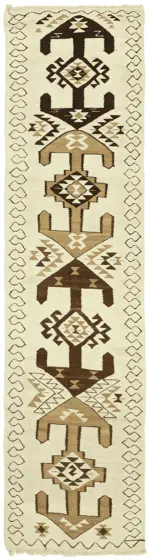Herki Eskitme Beyaz Pabek Üzerine Yün El Dokuma Kilim-095x353