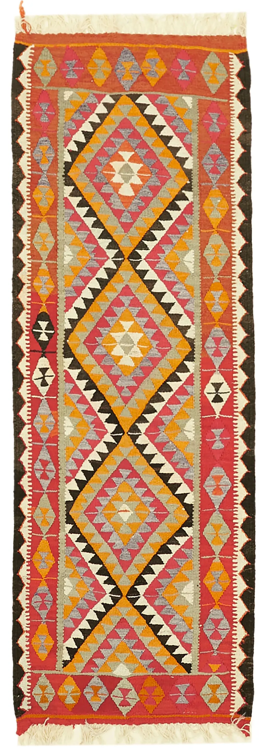 Herki Eskitme Multi Pamuk Üzerine Yün El Dokuma Kilim-098x268 - Görsel 1