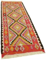 Herki Eskitme Multi Pamuk Üzerine Yün El Dokuma Kilim-098x268 - Görsel 2