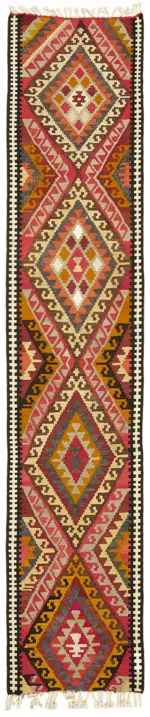 Herki Eskitme Multi Pamuk Üzerine Yün El Dokuma Kilim-084x368