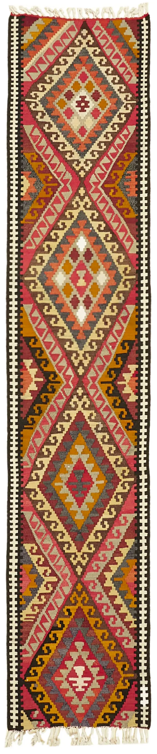 Herki Eskitme Multi Pamuk Üzerine Yün El Dokuma Kilim-084x368 - Görsel 1