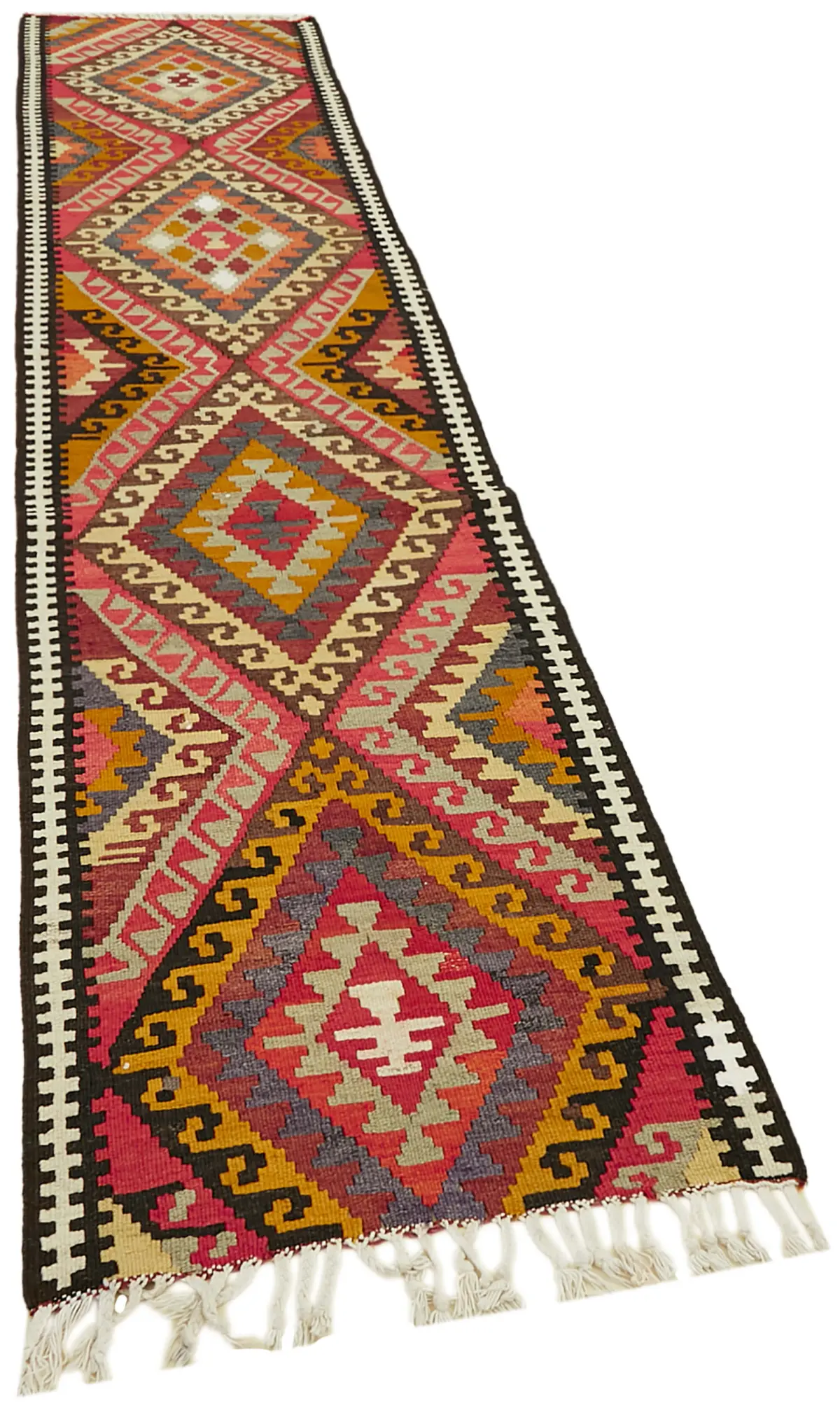 Herki Eskitme Multi Pamuk Üzerine Yün El Dokuma Kilim-084x368 - Görsel 2