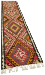 Herki Eskitme Multi Pamuk Üzerine Yün El Dokuma Kilim-084x368 - Görsel 2