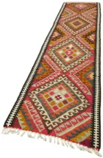 Herki Eskitme Multi Pamuk Üzerine Yün El Dokuma Kilim-084x368 - Görsel 3