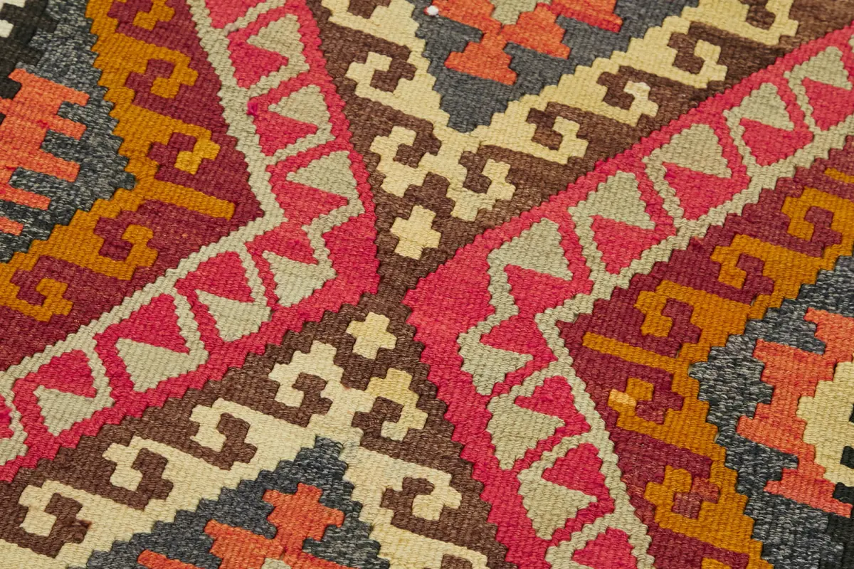 Herki Eskitme Multi Pamuk Üzerine Yün El Dokuma Kilim-084x368 - Görsel 5