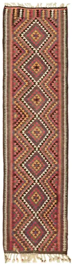 Herki Eskitme Multi Pamuk Üzerine Yün El Dokuma Kilim-092x316