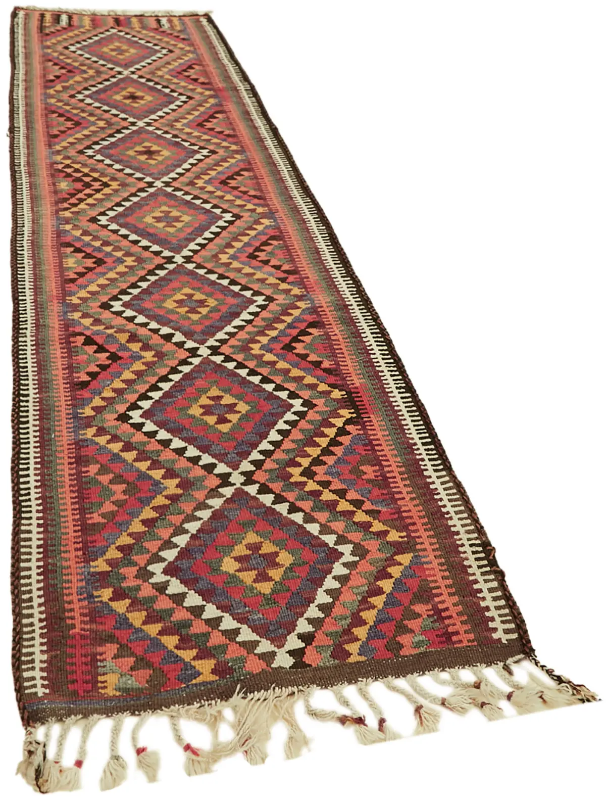 Herki Eskitme Multi Pamuk Üzerine Yün El Dokuma Kilim-092x316 - Görsel 2