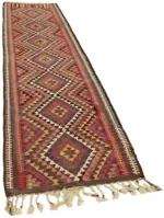 Herki Eskitme Multi Pamuk Üzerine Yün El Dokuma Kilim-092x316 - Görsel 2