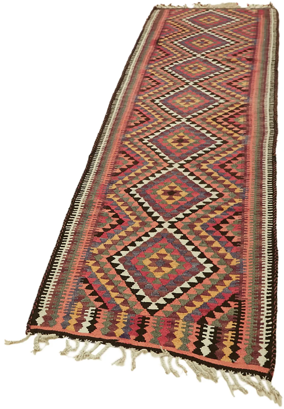 Herki Eskitme Multi Pamuk Üzerine Yün El Dokuma Kilim-092x316 - Görsel 3
