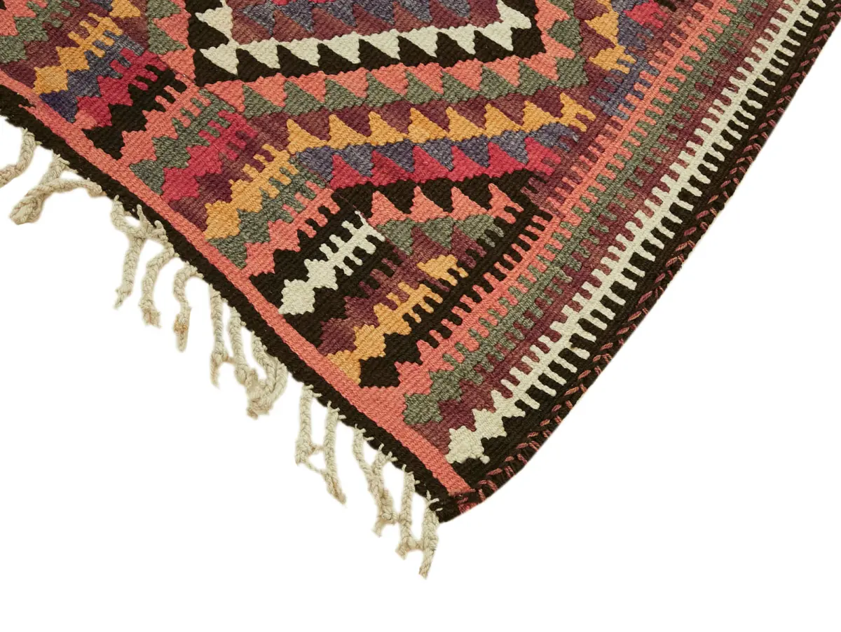 Herki Eskitme Multi Pamuk Üzerine Yün El Dokuma Kilim-092x316 - Görsel 4