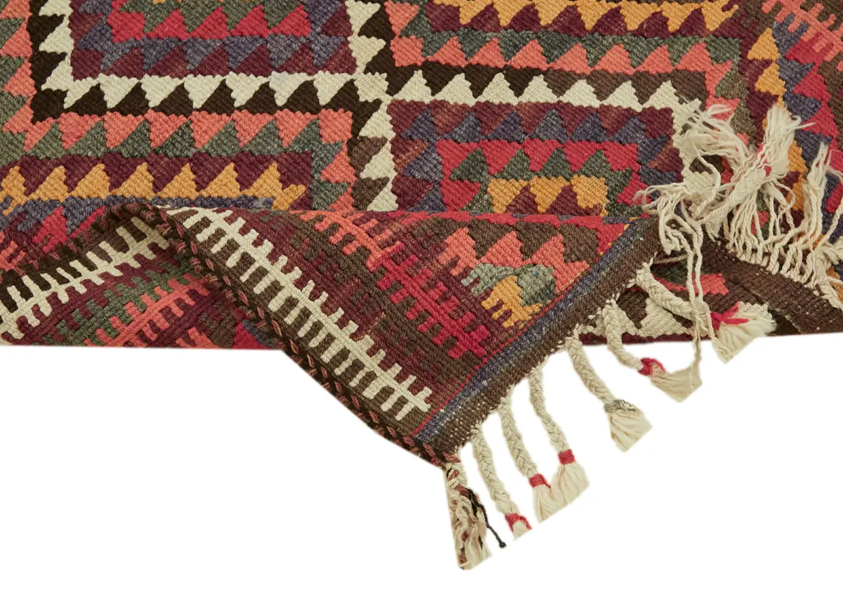 Herki Eskitme Multi Pamuk Üzerine Yün El Dokuma Kilim-092x316 - Görsel 6