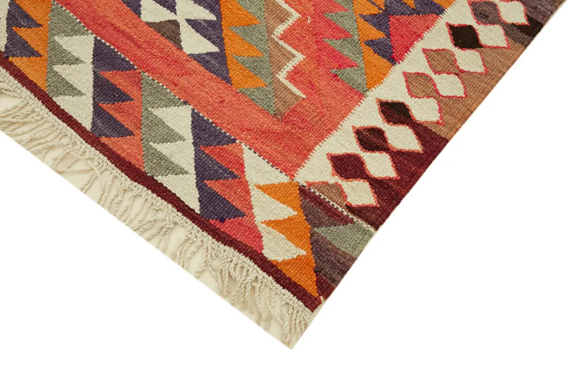 Herki Eskitme Multi Pamuk Üzerine Yün El Dokuma Kilim-100x345 - Görsel 4
